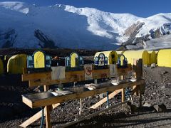 04B Cold water hand washing station with Lenin Peak beyond at Ak-Sai Travel Lenin Peak Camp 1 4400m